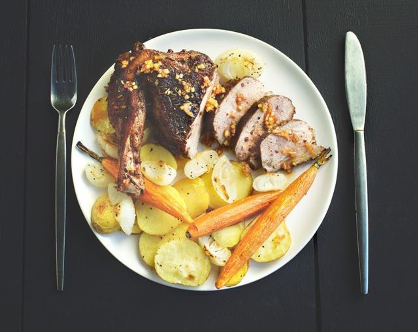 Honey Spiced Duck with Potatoes and Carrots