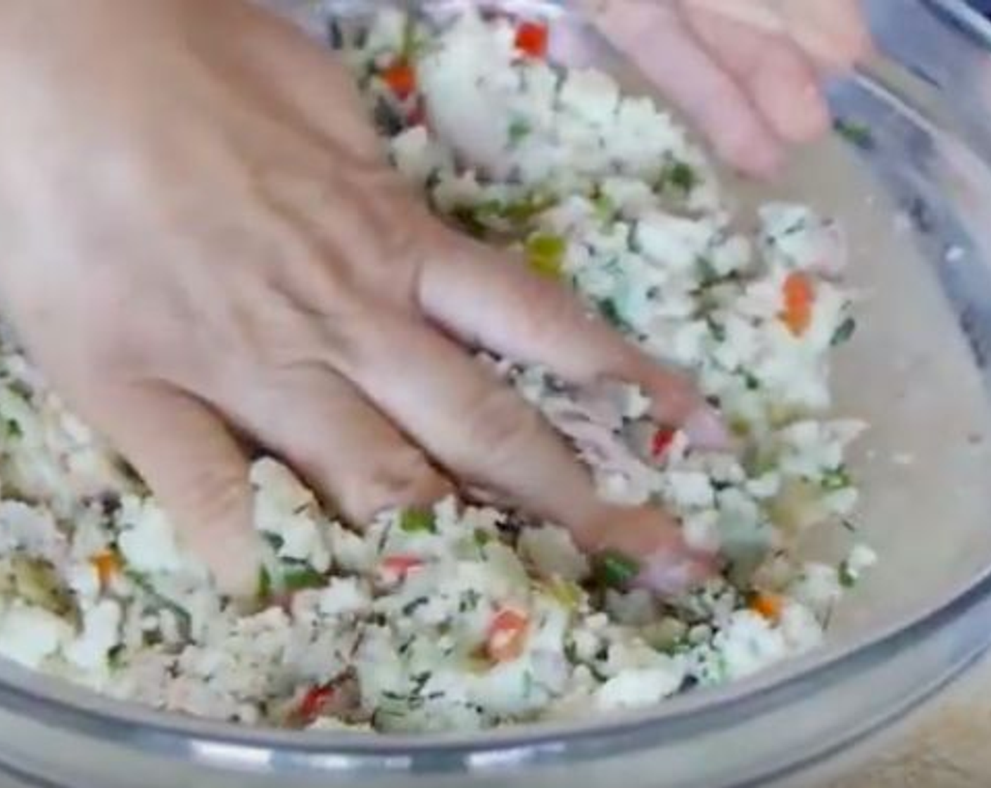 step 5 Season with Salt (1/2 Tbsp) and Ground Black Pepper (1/2 tsp) and mix well with a wooden spoon and then with your hands as if kneading.