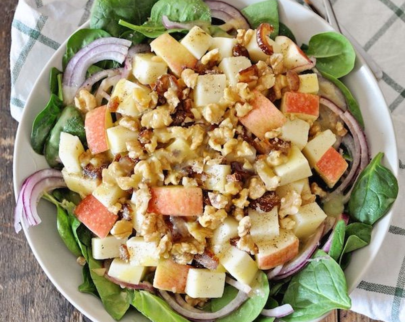 Winter Spinach Salad with Apples and Manchego Cheese
