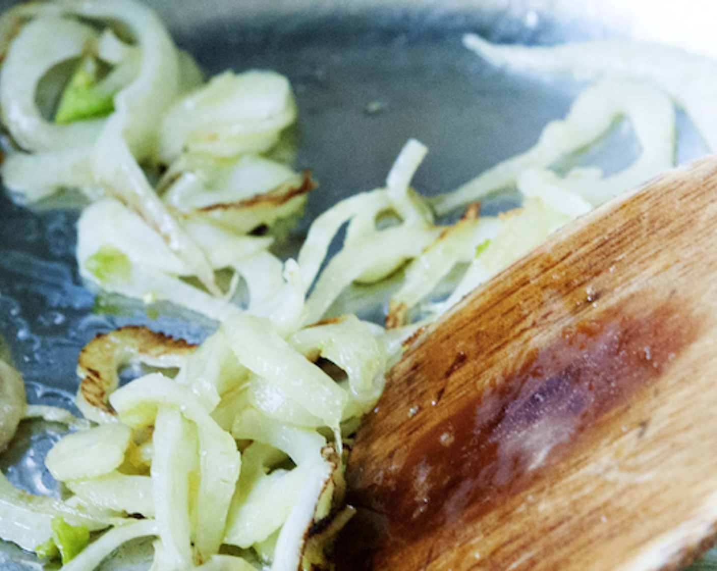 step 3 In a skillet, heat up the Extra-Virgin Olive Oil (2 Tbsp), add the fennel, Brown Sugar (1 tsp) and cook on low until slightly caramelized and fennel is soft.