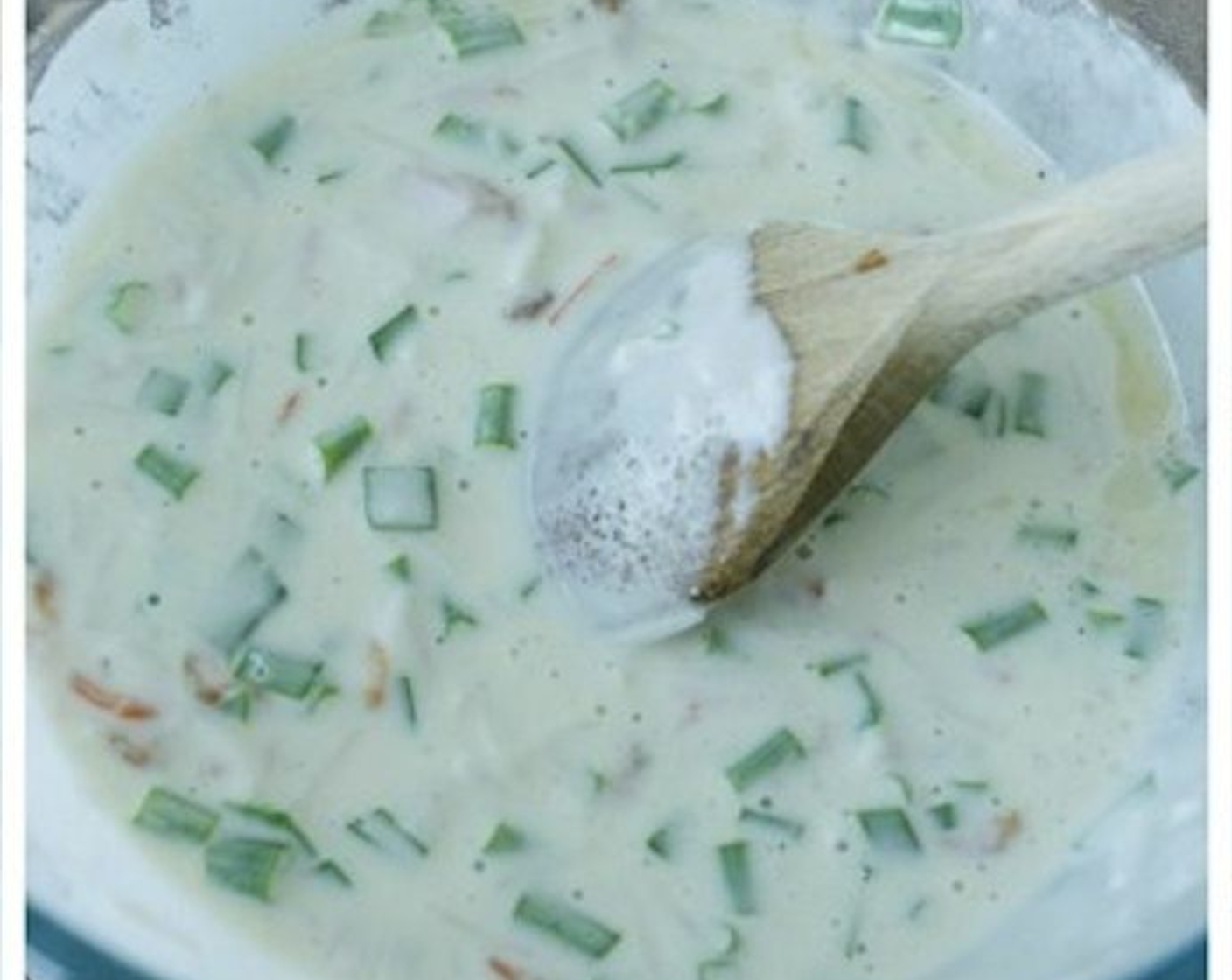 step 2 Add in Salt (1 tsp), Oil (1 Tbsp), Sesame Oil (1/2 tsp), Chinese Chives (to taste), Dried Shrimp (to taste), Lump Crab Meat (to taste), Ground White Pepper (to taste) and seasoning, mix well.