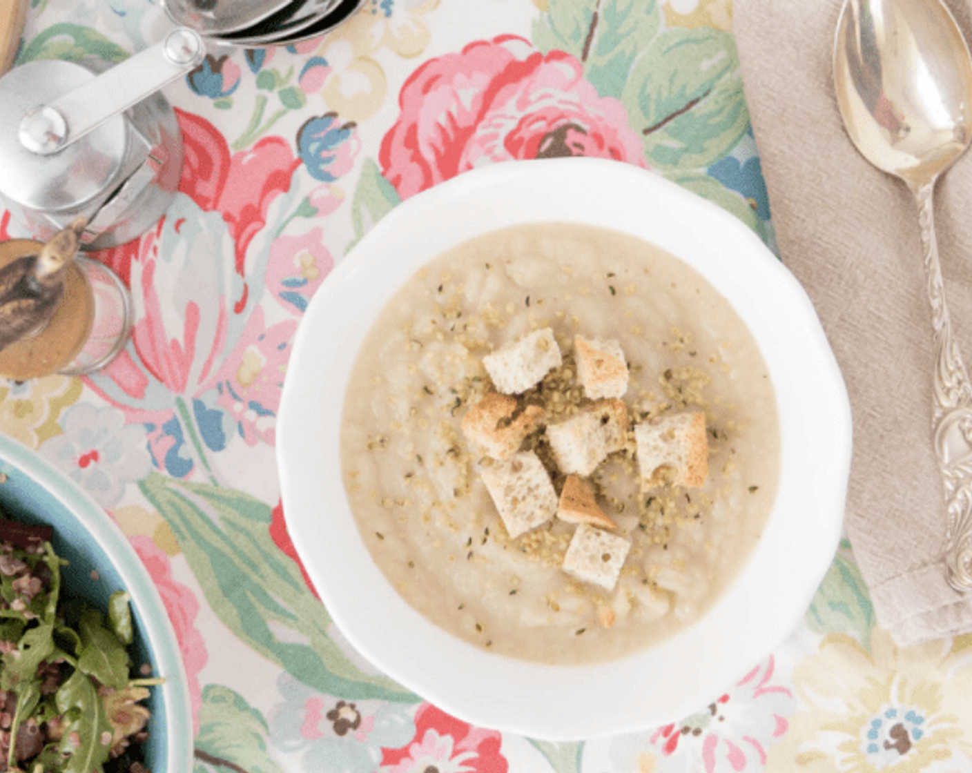 Celery Root Pear Soup with Super Tasty Croutons