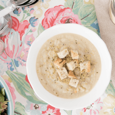 Celery Root Pear Soup with Super Tasty Croutons Recipe | SideChef