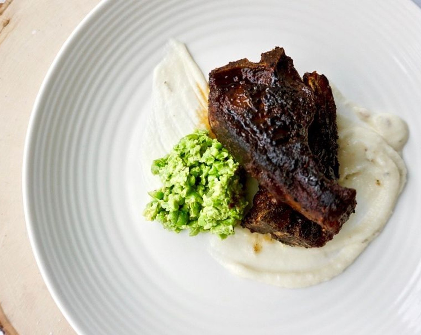 Brown Sugar Lamb Chops with Rosemary Pea Puree