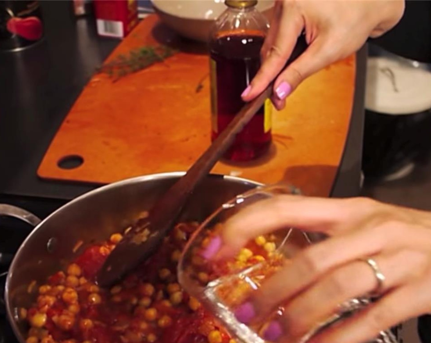 step 10 Add Red Wine Vinegar (1 dash), Salt (to taste), Ground Black Pepper (to taste), and Water (4 Tbsp). Cover and bring to a boil. Then simmer for 15 minutes.