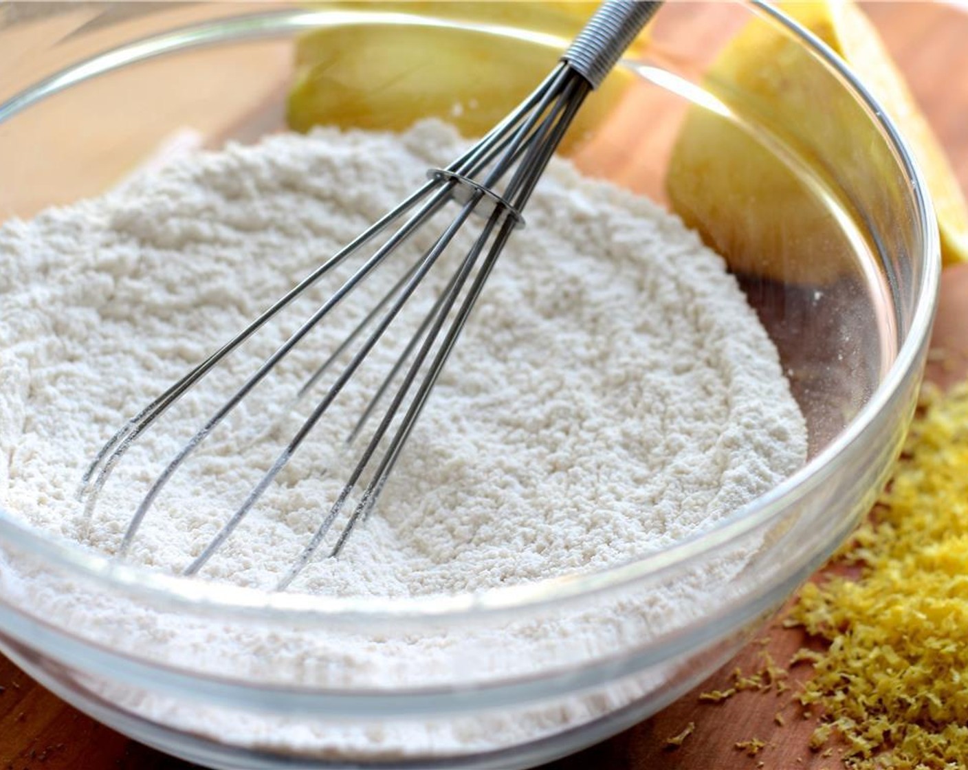 step 3 In a separate bowl, sift together the All-Purpose Flour (1 1/4 cups), Salt (1/4 tsp), and Baking Powder (1 tsp).