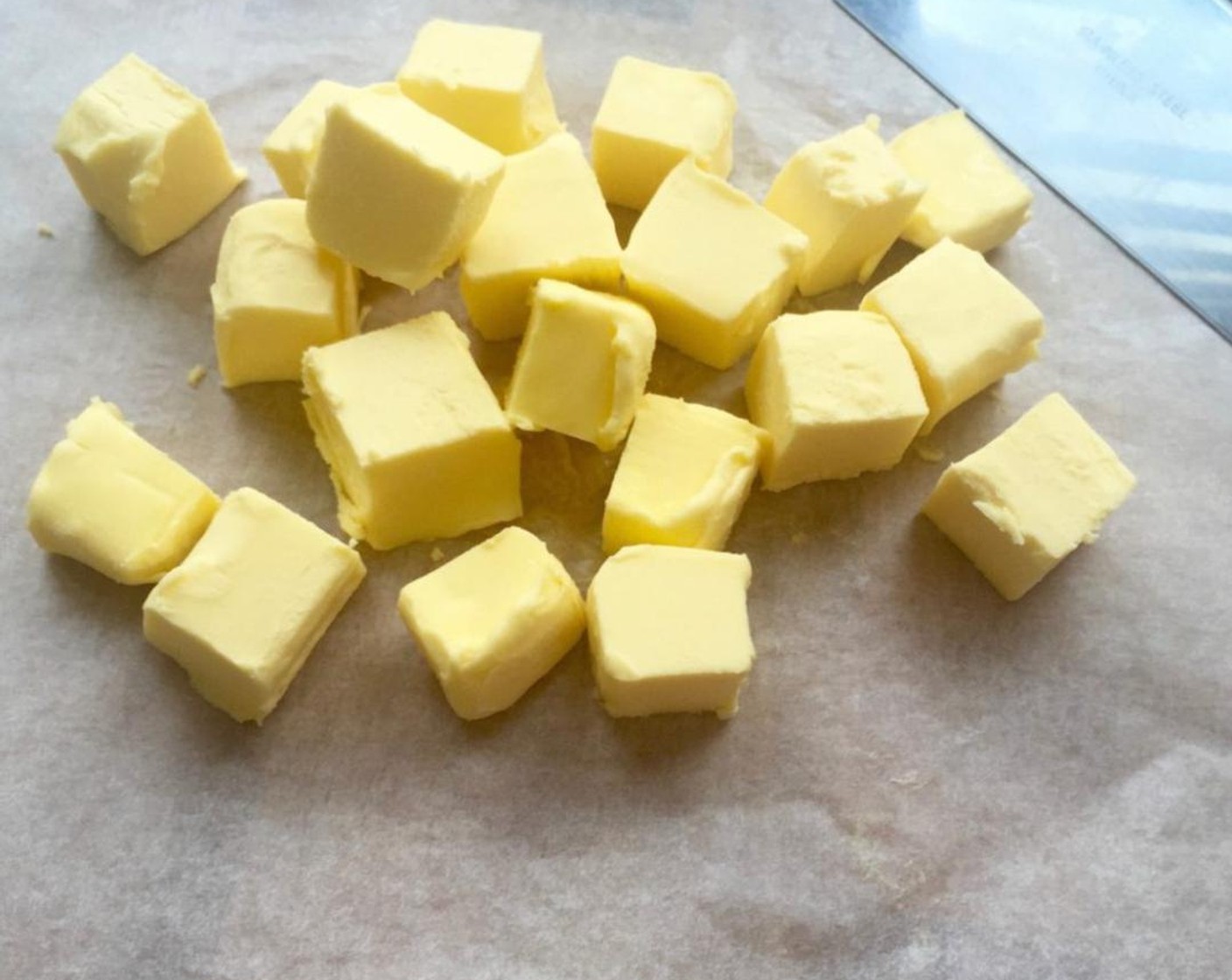step 2 Cut cold Salted Butter (1 cup) straight from the refrigerator into cubes and leave to chill in the refrigerator until ready to be used.