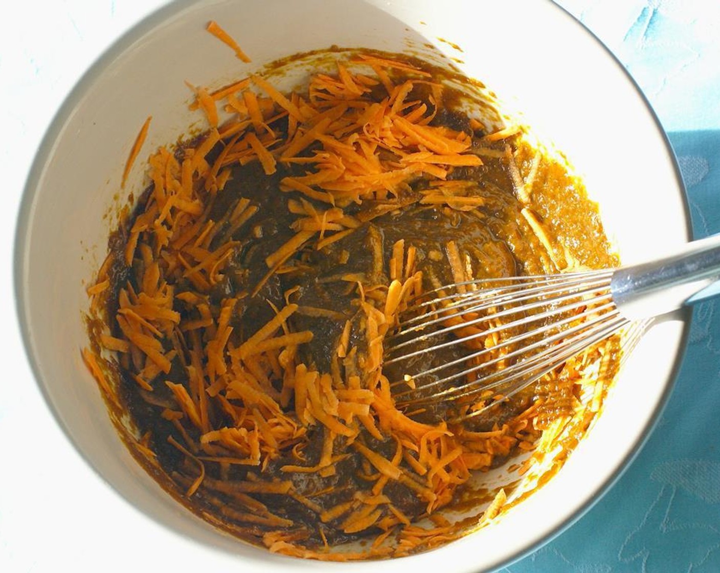 step 4 Beat Canned Pumpkin Purée (1 1/3 cups), Almond Milk (2/3 cup), Maple Syrup (2/3 cup), Blackstrap Molasses (4 Tbsp), and Ground Flaxseed (4 Tbsp) together for about a minute. This step helps the flaxseed gel with the other ingredients.
