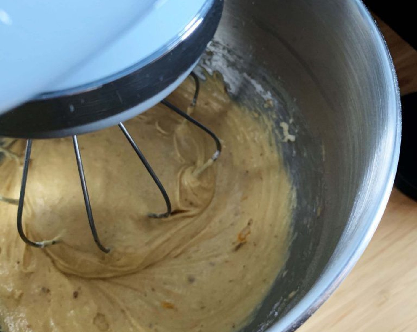 step 5 Whisk all the ingredients together until combined then add the Cake Flour (1 1/2 cups), Corn Starch (1/2 cup), Baking Powder (0.5 oz) and stir them in until just combined.