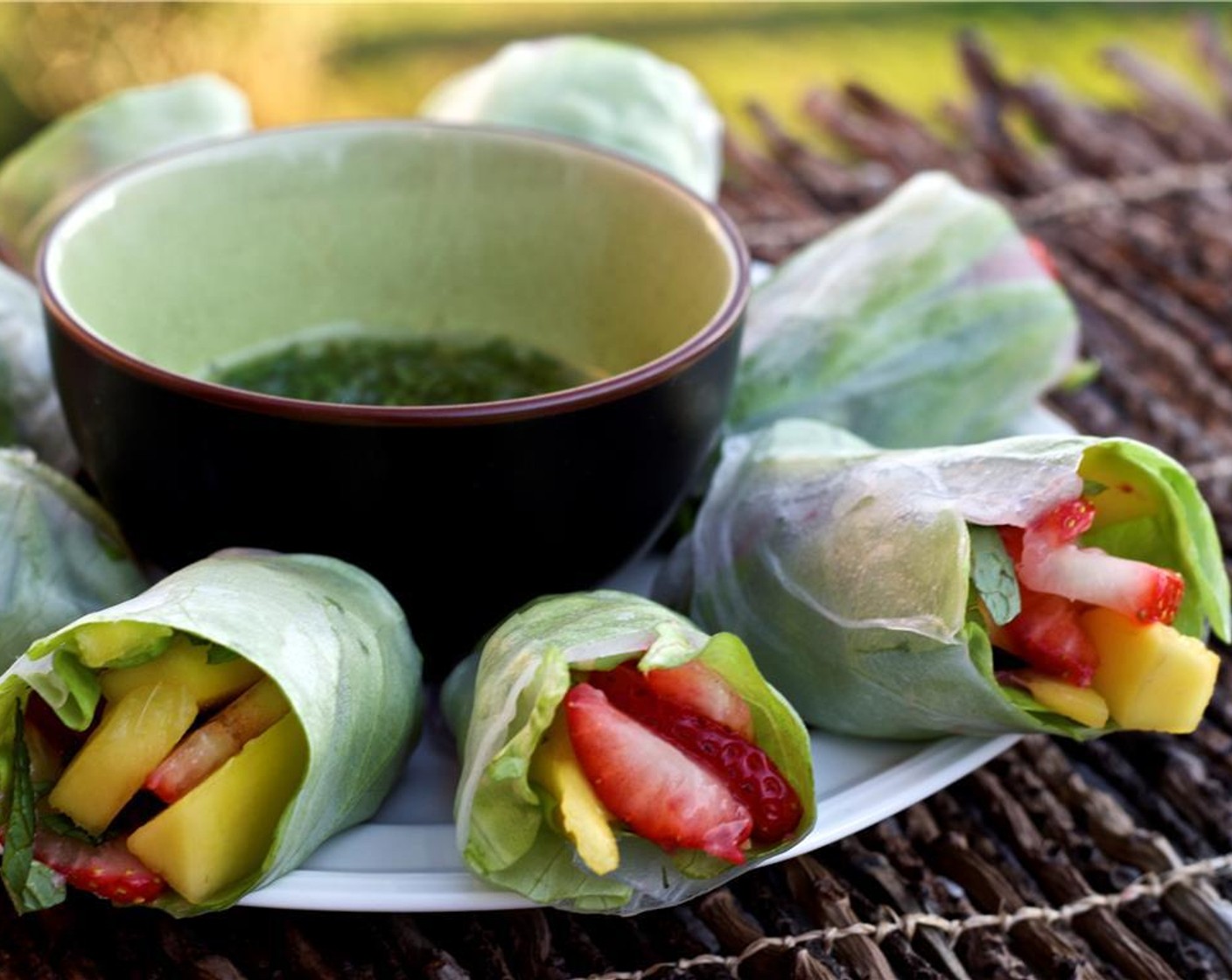 step 7 Cut rolls in half diagonally and serve with dipping sauce.