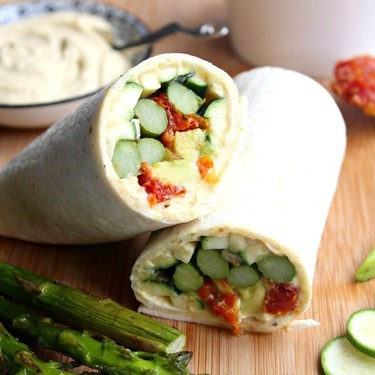 Asparagus Sun-Dried Tomato Hummus Wraps Recipe | SideChef