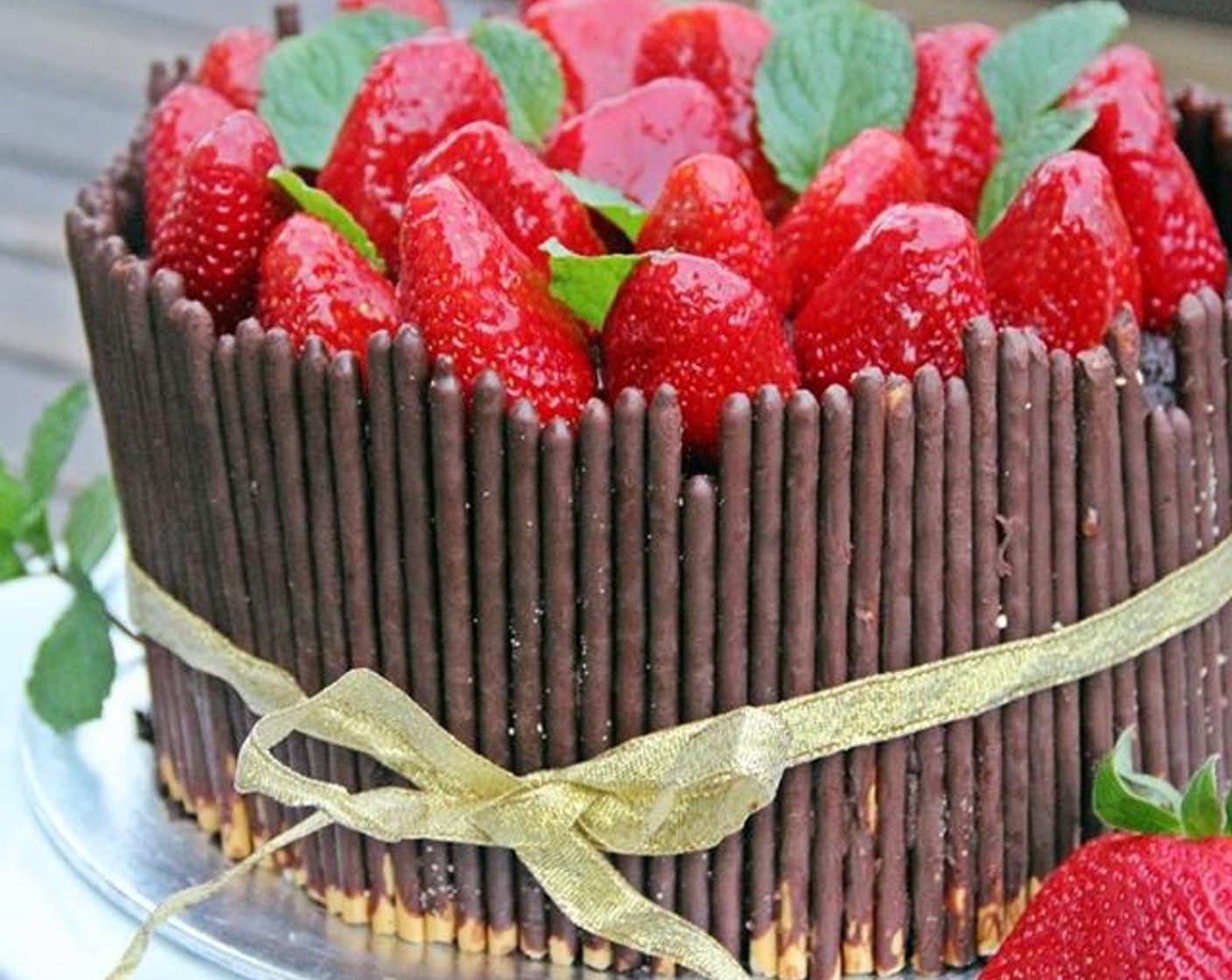 Fresh Strawberry Chocolate Cake with Apricot Glaze