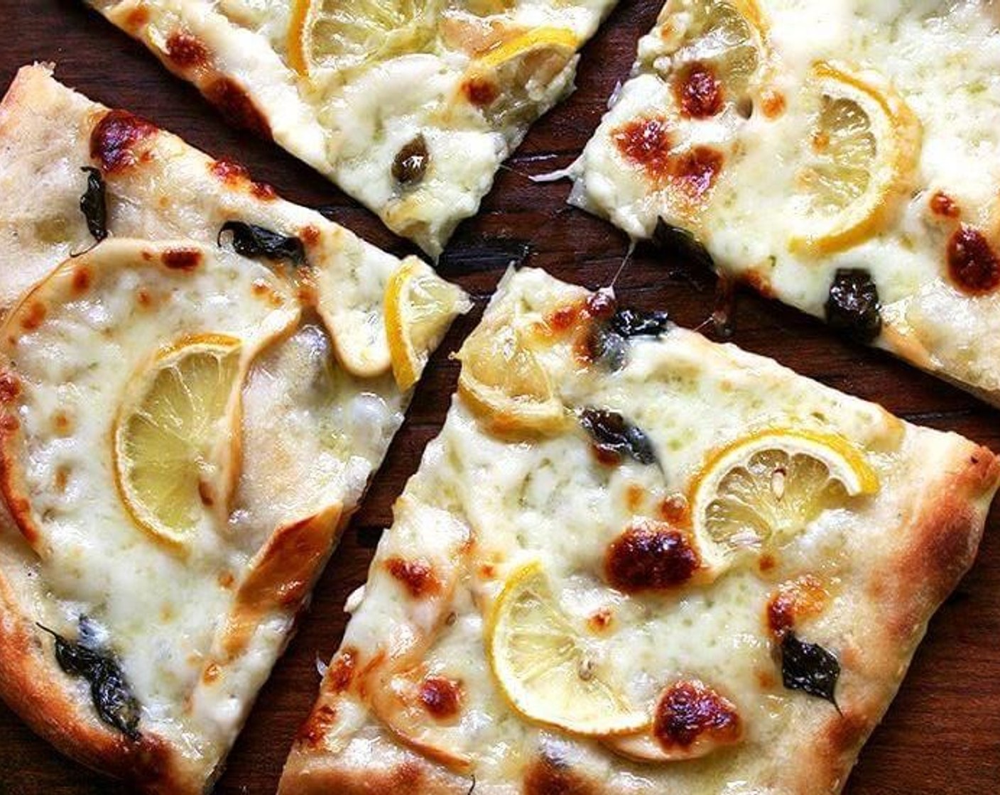 Pizza with Lemon, Smoked Mozzarella & Basil