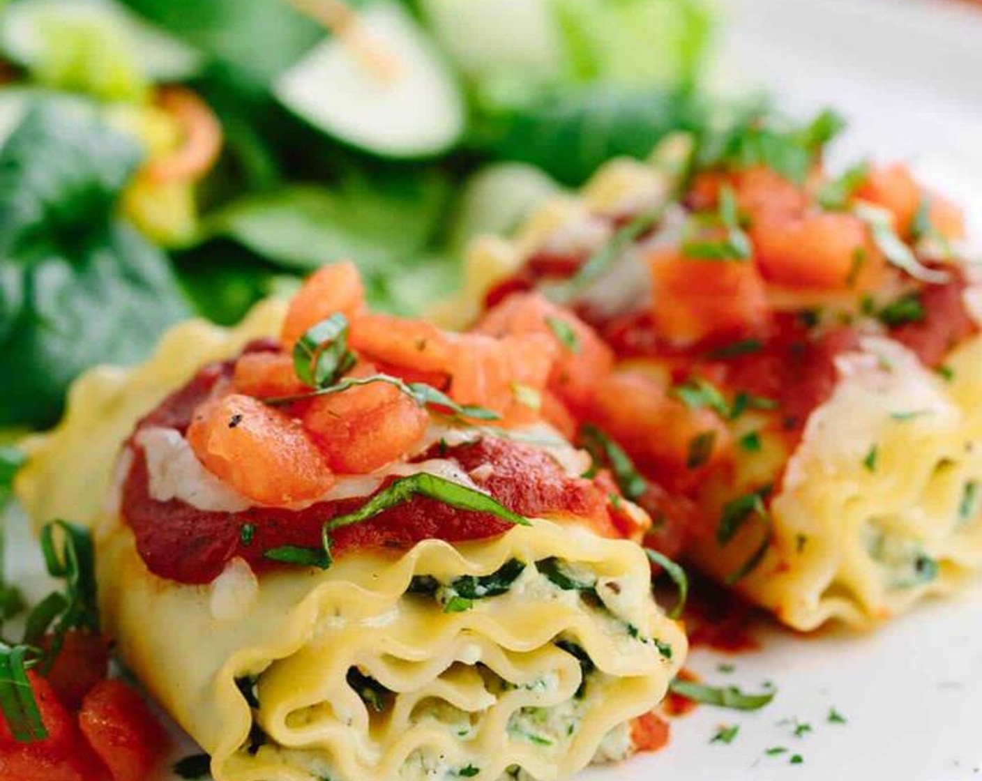 Homemade Italian Lasagna Rolls with Vegetables