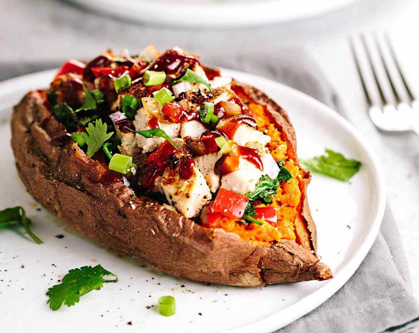 Stuffed Sweet Potato with Barbecue Chicken