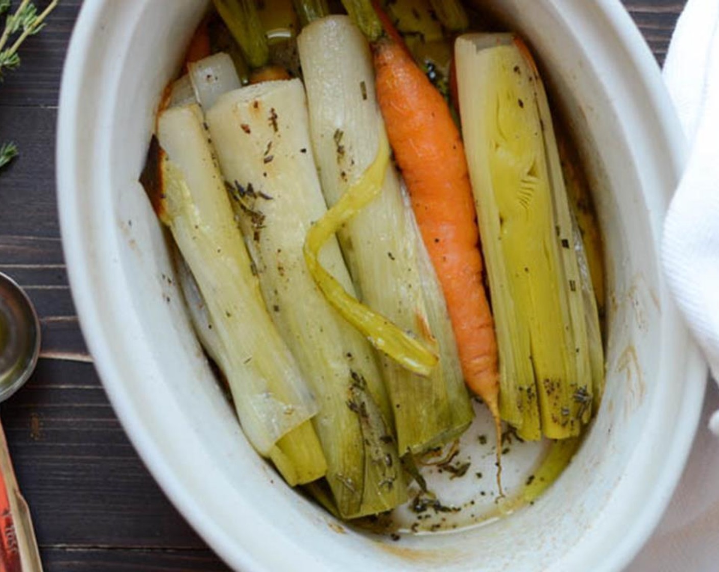 step 4 Add Vegetable Broth (2 Tbsp) and cover with lid or tight fitting aluminum foil. Braise for 40 to 45 minutes, until vegetables are tender.