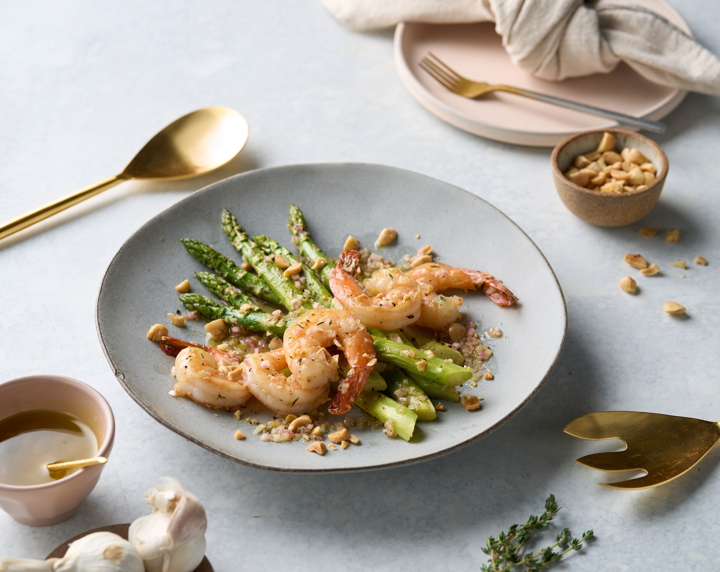 Shrimp, Roasted Asparagus, and Almond Salad with Sherry Vinaigrette