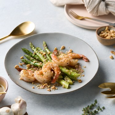 Shrimp, Roasted Asparagus, and Almond Salad with Sherry Vinaigrette Recipe | SideChef