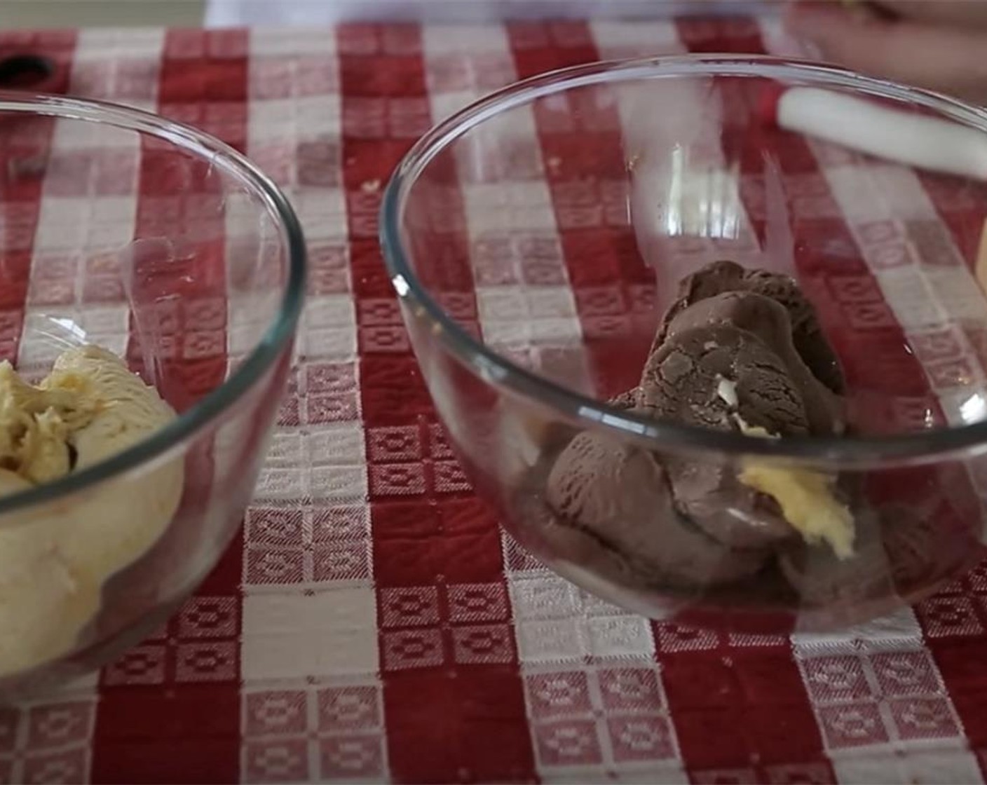 step 9 With the ice cream at room temperature take the three bowls which contains the panettone filling. In one bowl, place Vanilla Ice Cream (2 1/3 cups). In another bowl, place Coffee Ice Cream (2 1/3 cups). In a 3rd bowl, place the mascarpone mixture. Mix each bowl well.