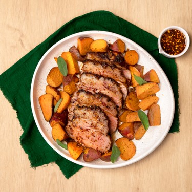 Hot Honey Roasted Pork Loin and Sweet Potatoes Recipe | SideChef