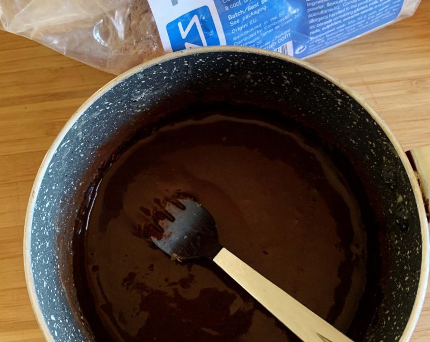 step 2 For the chocolate custard, in a saucepan place Oat Flour (1 Tbsp), Unsweetened Cocoa Powder (1 Tbsp), and Vanilla Extract (as needed). Add in the Eggs (3 Tbsp) and whisk until smooth.