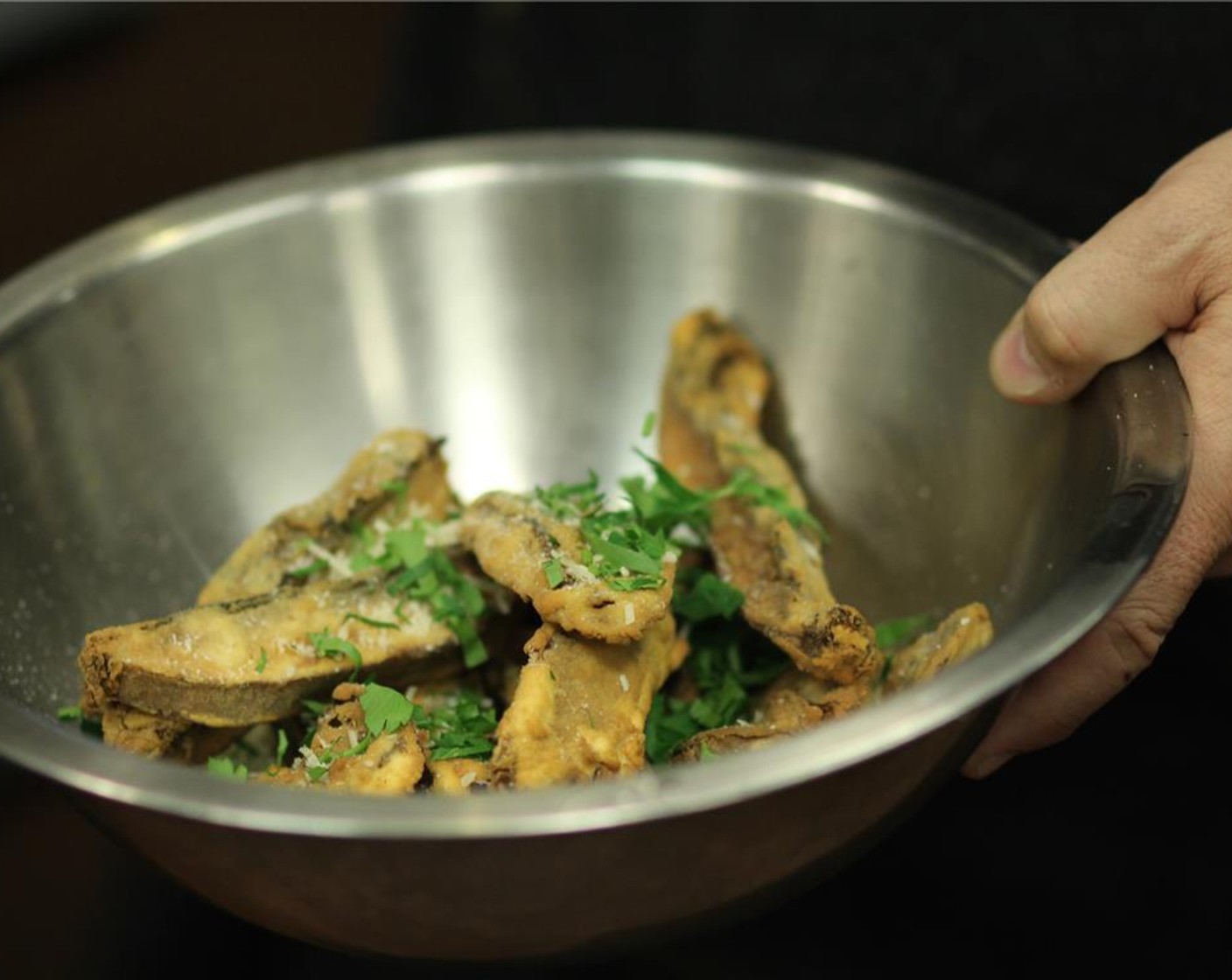 step 4 Toss in a bowl with Parmesan Cheese (2 Tbsp), Fresh Parsley (1 Tbsp), Salt (to taste), and Ground Black Pepper (to taste).