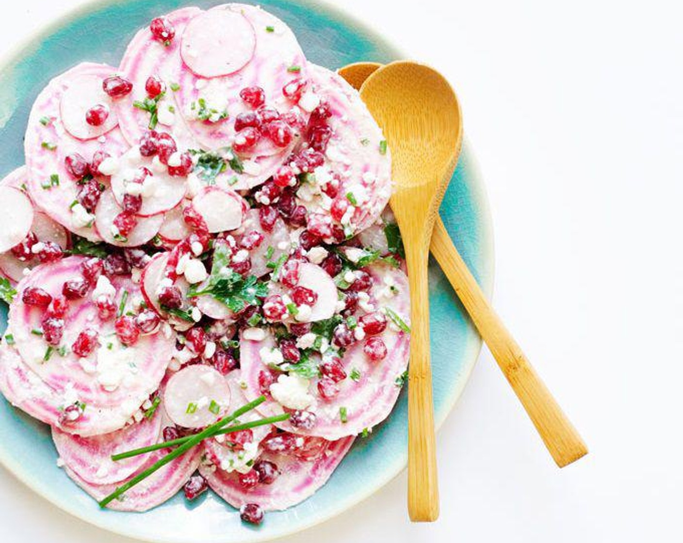 step 2 Gently toss beet, radishes, herbs, Cottage Cheese (1/4 cup), Pomegranate (1/2 cup) and Red Wine Vinegar (1/2 tsp) together all ingredients in a large bowl, seasoning with Ground Black Pepper (to taste).