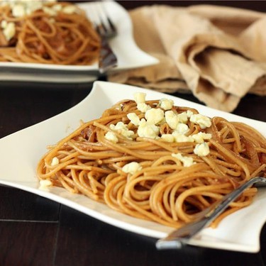 Spaghetti with Caramelized Onions & Mushrooms Recipe | SideChef