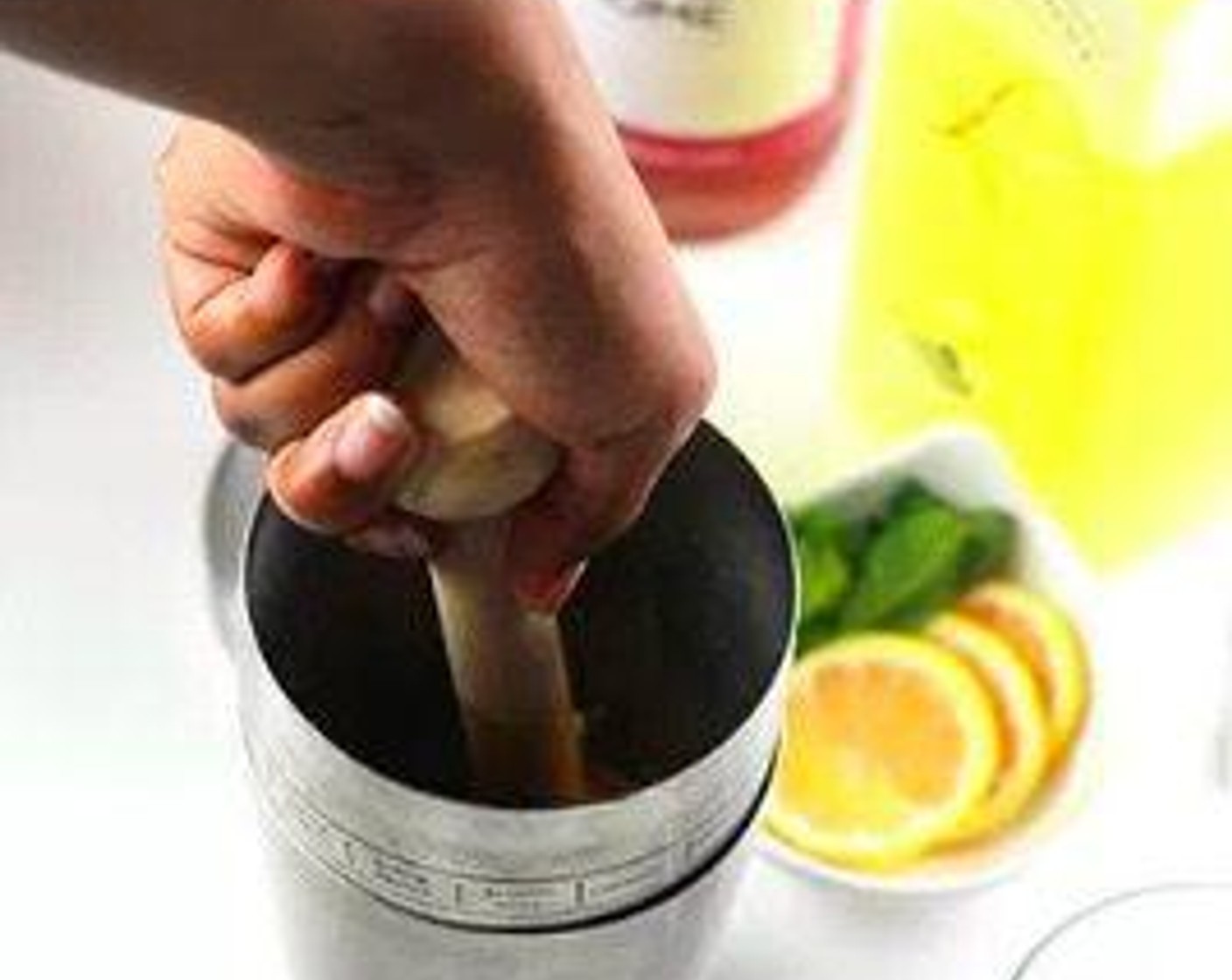 step 1 Pour Pink Moscato (1/2 cup), Limoncello (4 Tbsp), and juice from Lemon (1) into a cocktail shaker or small pitcher. Place top on the shaker and shake vigorously. If using a pitcher, stir with a spoon.