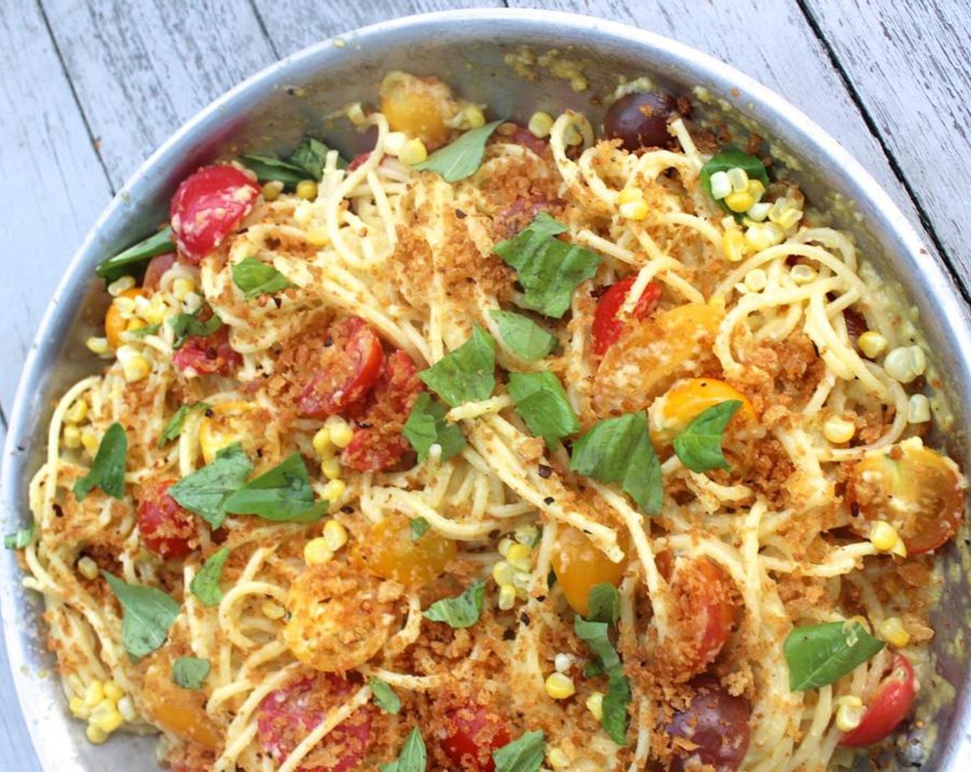 Spaghetti with Sweet Corn Pesto