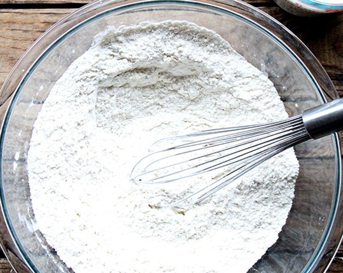 step 2 Whisk together All-Purpose Flour (4 cups), Salt (1/2 Tbsp), Granulated Sugar (1 Tbsp), and Baking Soda (1 tsp).