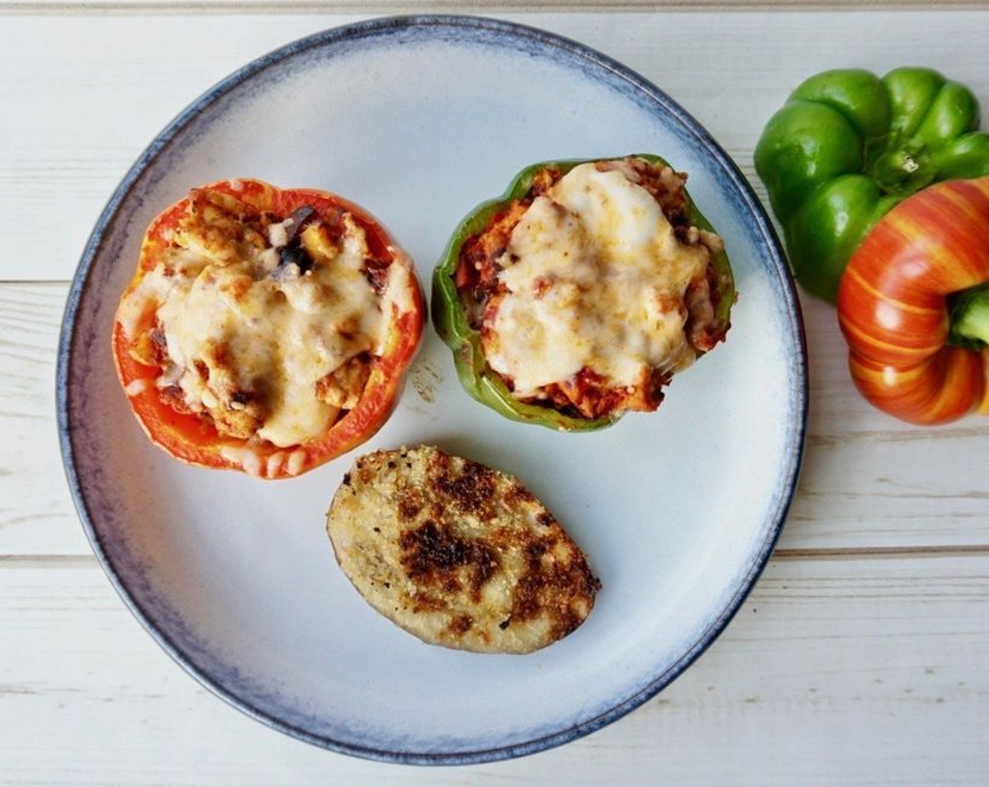 Chicken Eggplant Parm Stuffed Peppers