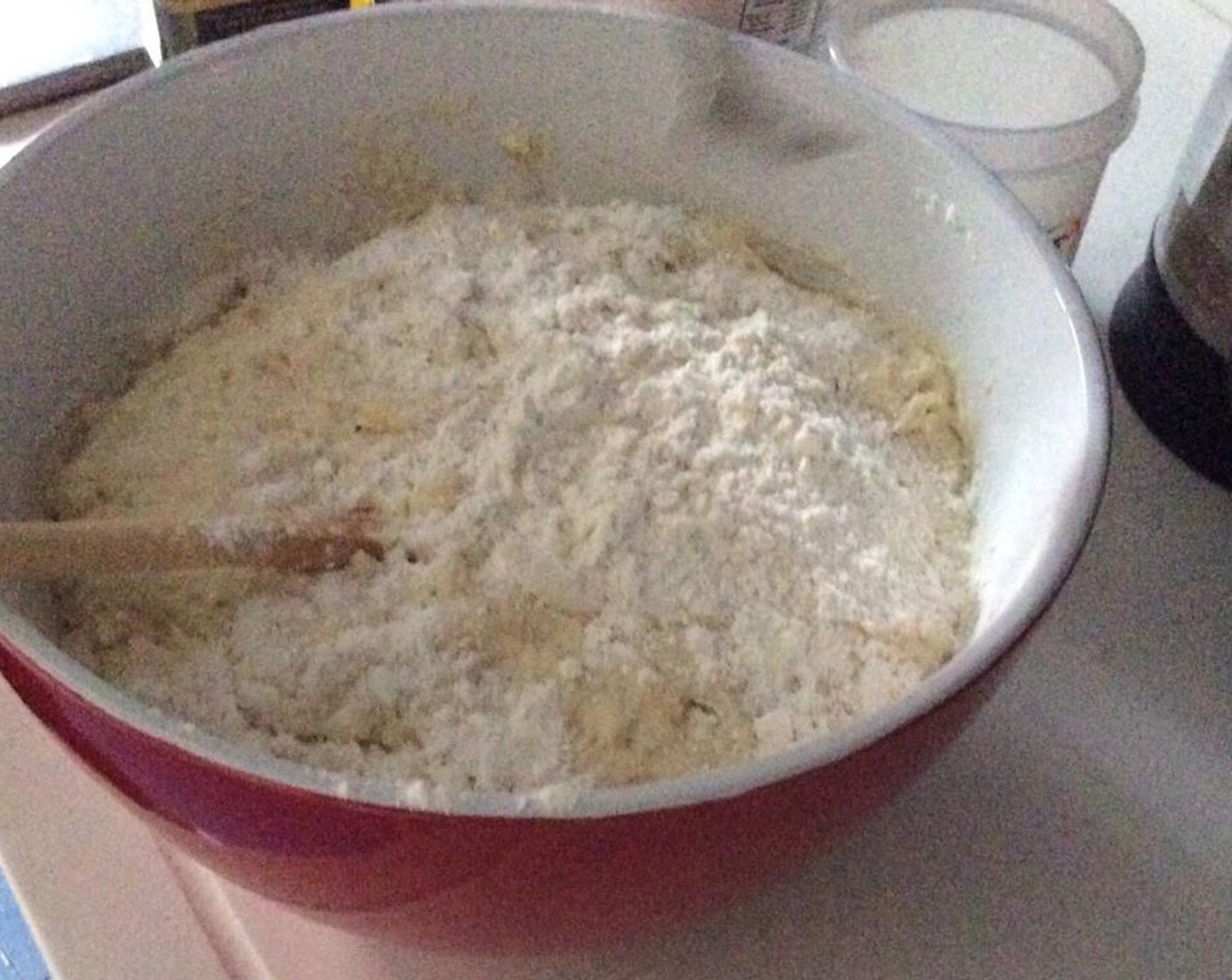 step 8 Sprinkle some flour on top of the dough to make it easier to knead.