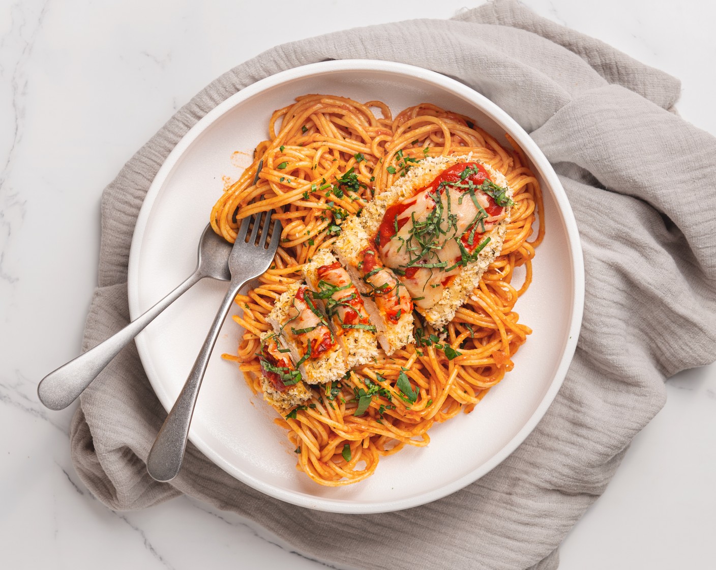 Baked Parmesan Crusted Chicken with Pasta