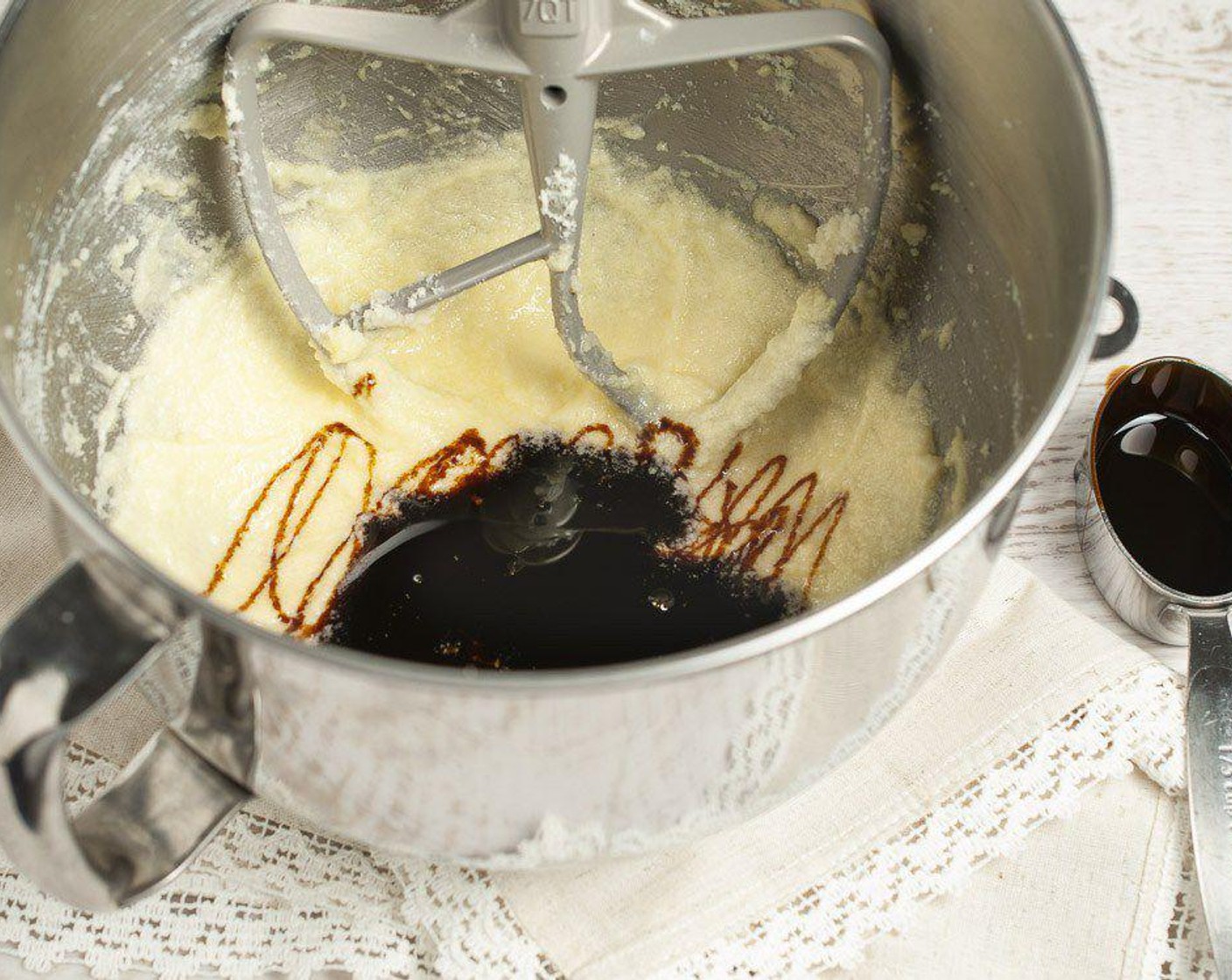 step 4 Cream together Unsalted Butter (1/2 cup) and Granulated Sugar (1 cup) using the paddle attachment of a stand mixer, electric mixer or wooden spoon. Add Eggs (2), one at a time, beating after each until incorporated. Stir in Molasses (1/3 cup).