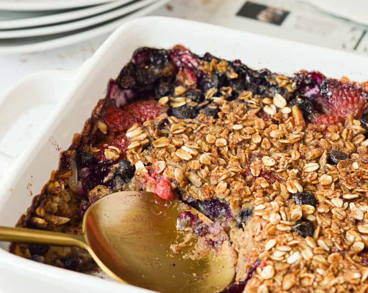 Red White and Blueberry Oatmeal Bake