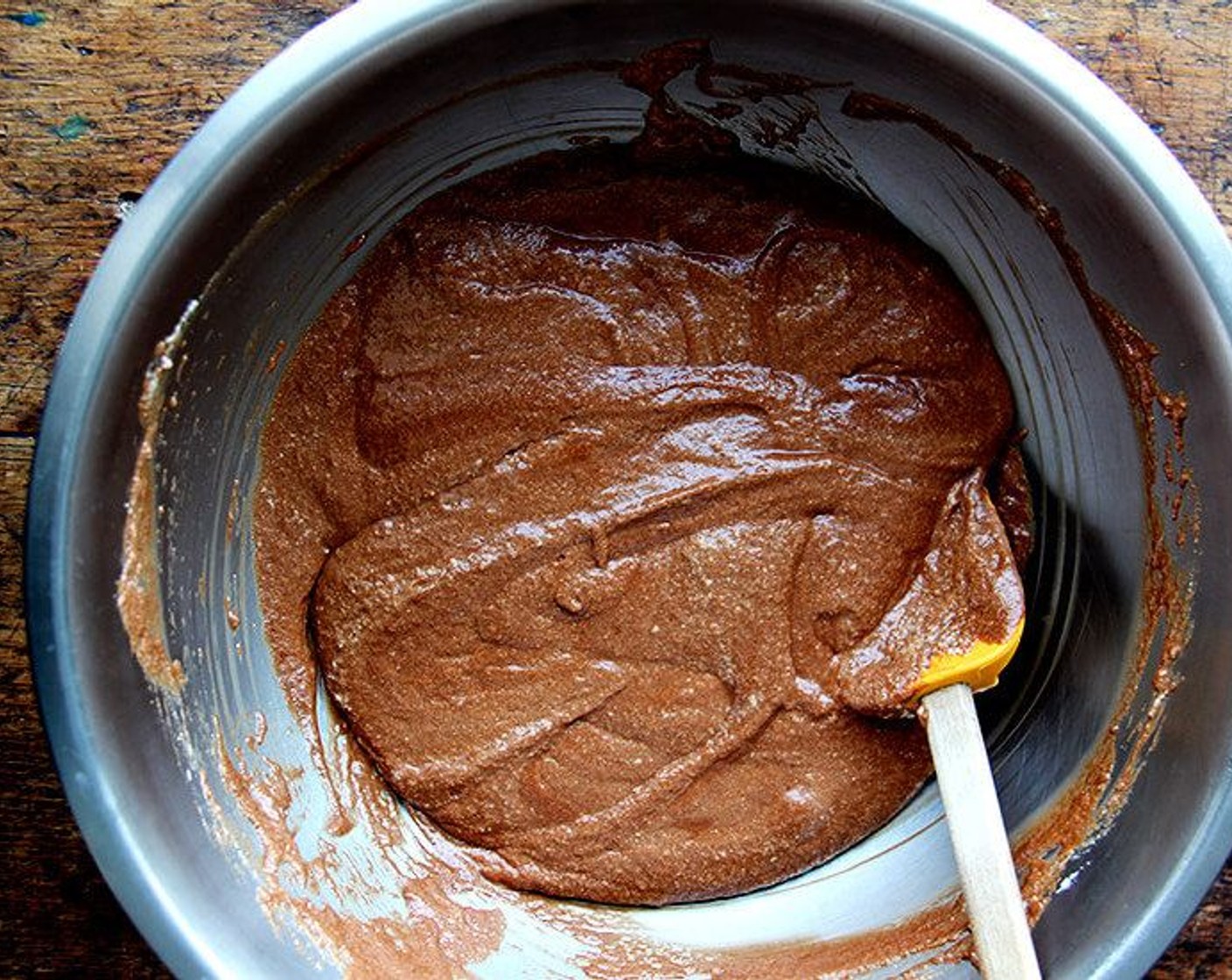 step 7 Fold one-third of the beaten egg whites into the chocolate mixture, then fold in the remainder of the whites just until incorporated, but don’t overdo it or the mousse will lose volume.