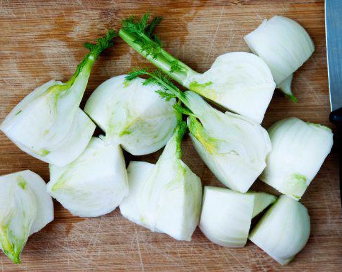 step 2 Wash Fennel Bulbs (11 1/2 cups), and remove external leaves and cut each bulb into wedges.
