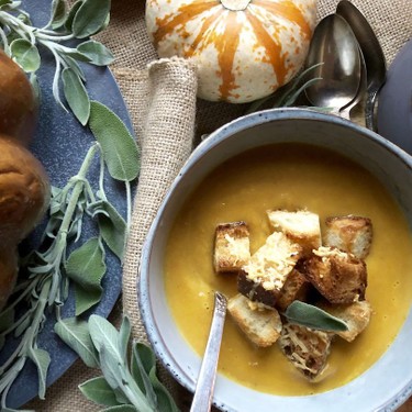 Pumpkin Soup with Manchego Croutons Recipe | SideChef