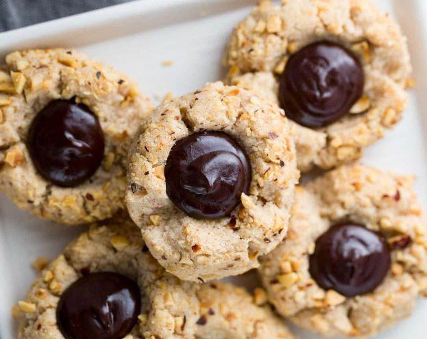 Chocolate Hazelnut Thumbprint Cookies