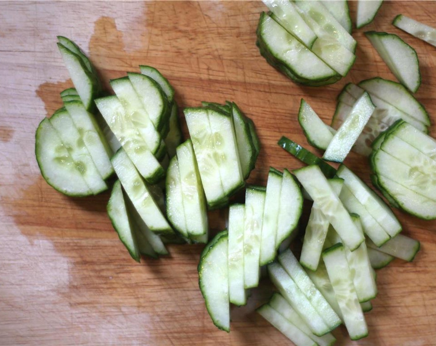 step 2 Julienned the English Cucumber (1/2).
