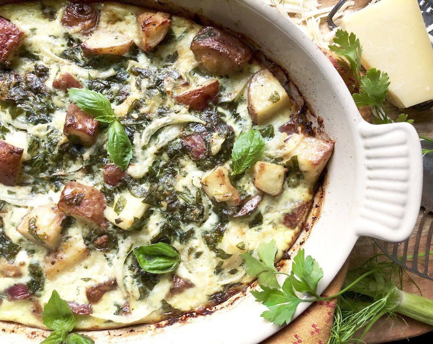 Fennel, Spinach & Gruyere Potato Bake