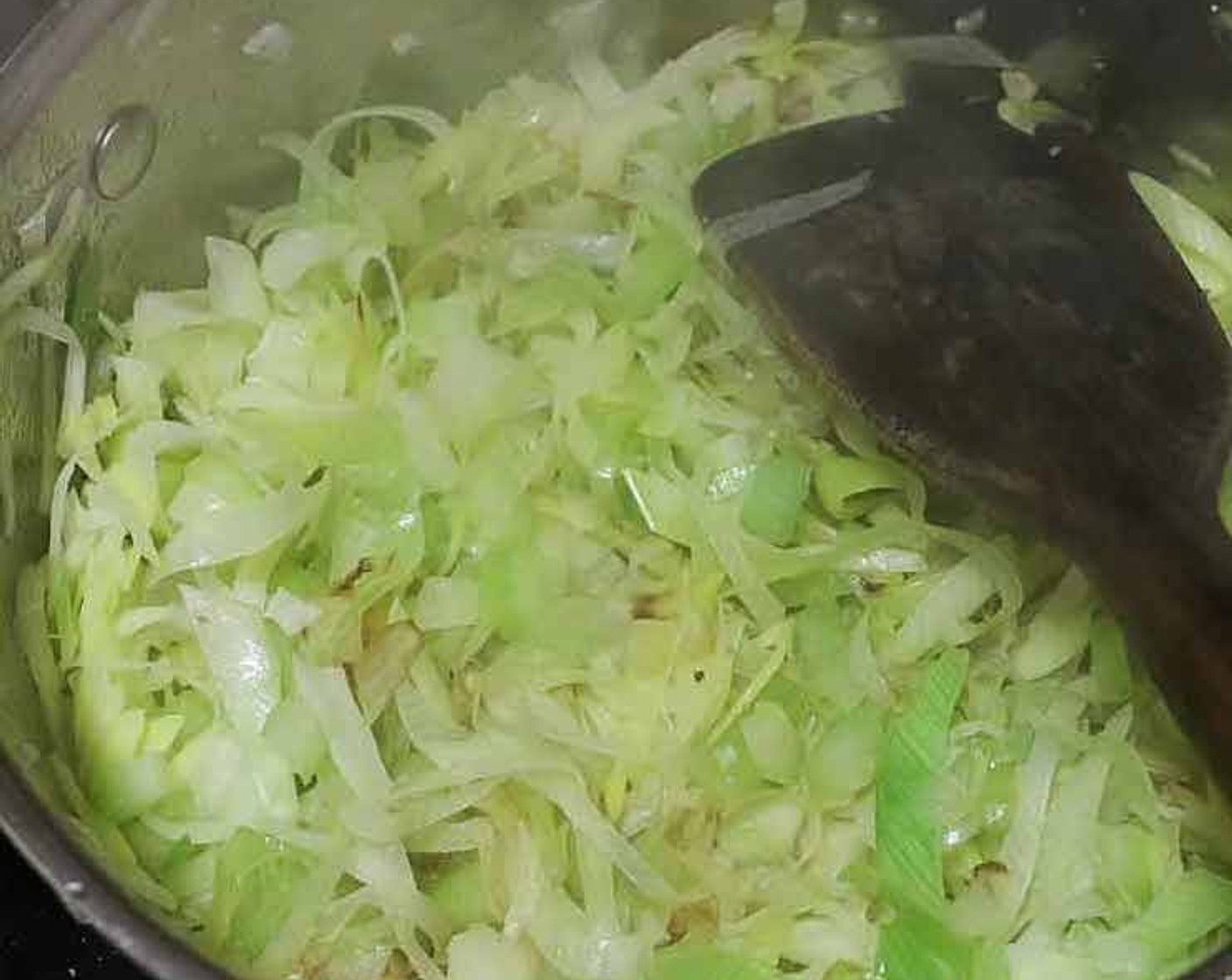 step 2 Add the Leeks (2 cups) and Celery (1 stalk) to the pot and stir-fry for 2-3 minutes.
