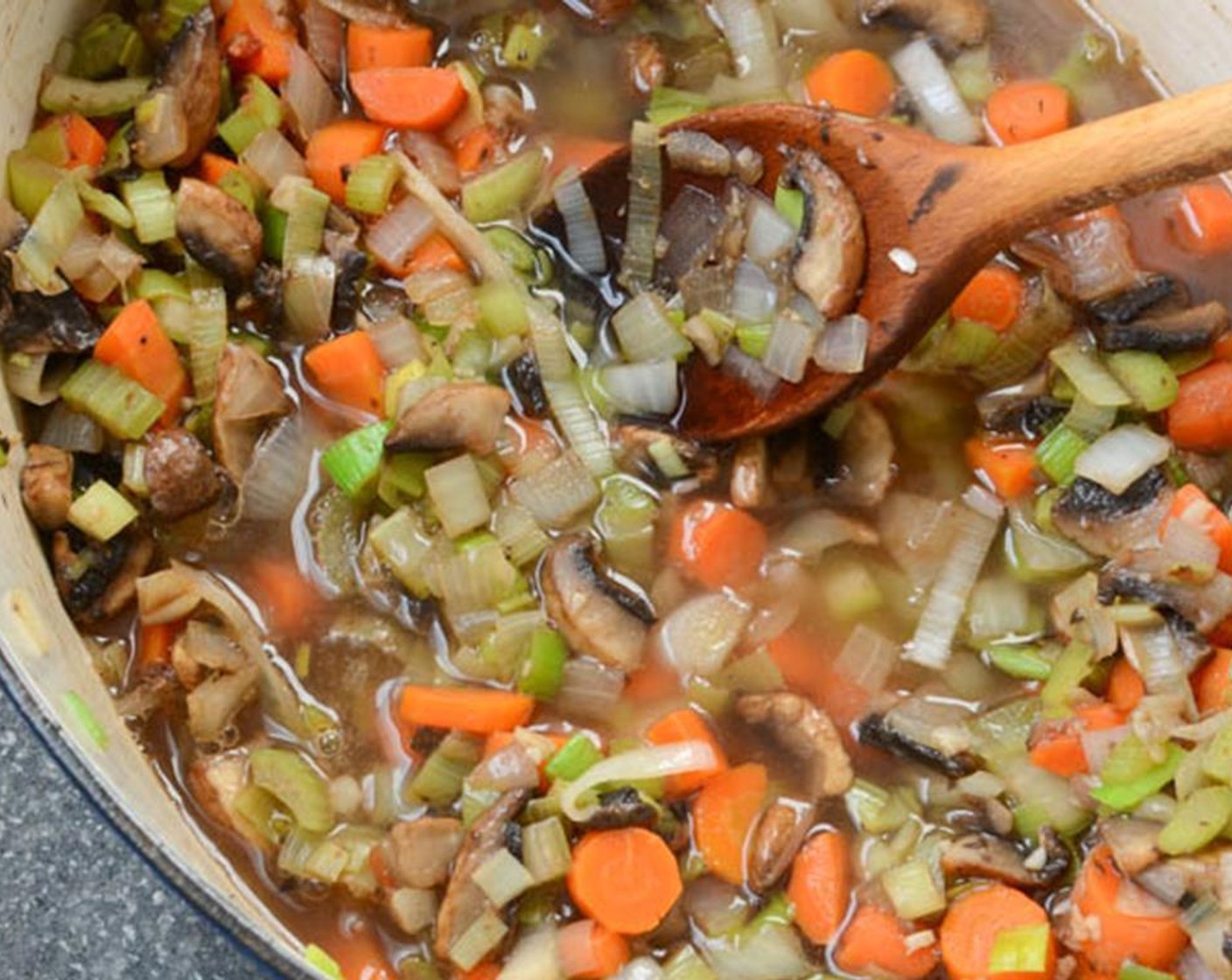 step 8 Add the dry Dry White Wine (1 1/2 cups) ring to a boil and cook for 2 to 3 minutes then add the Low Sodium Veal Stock (2 1/2 cups) and bring to a boil.