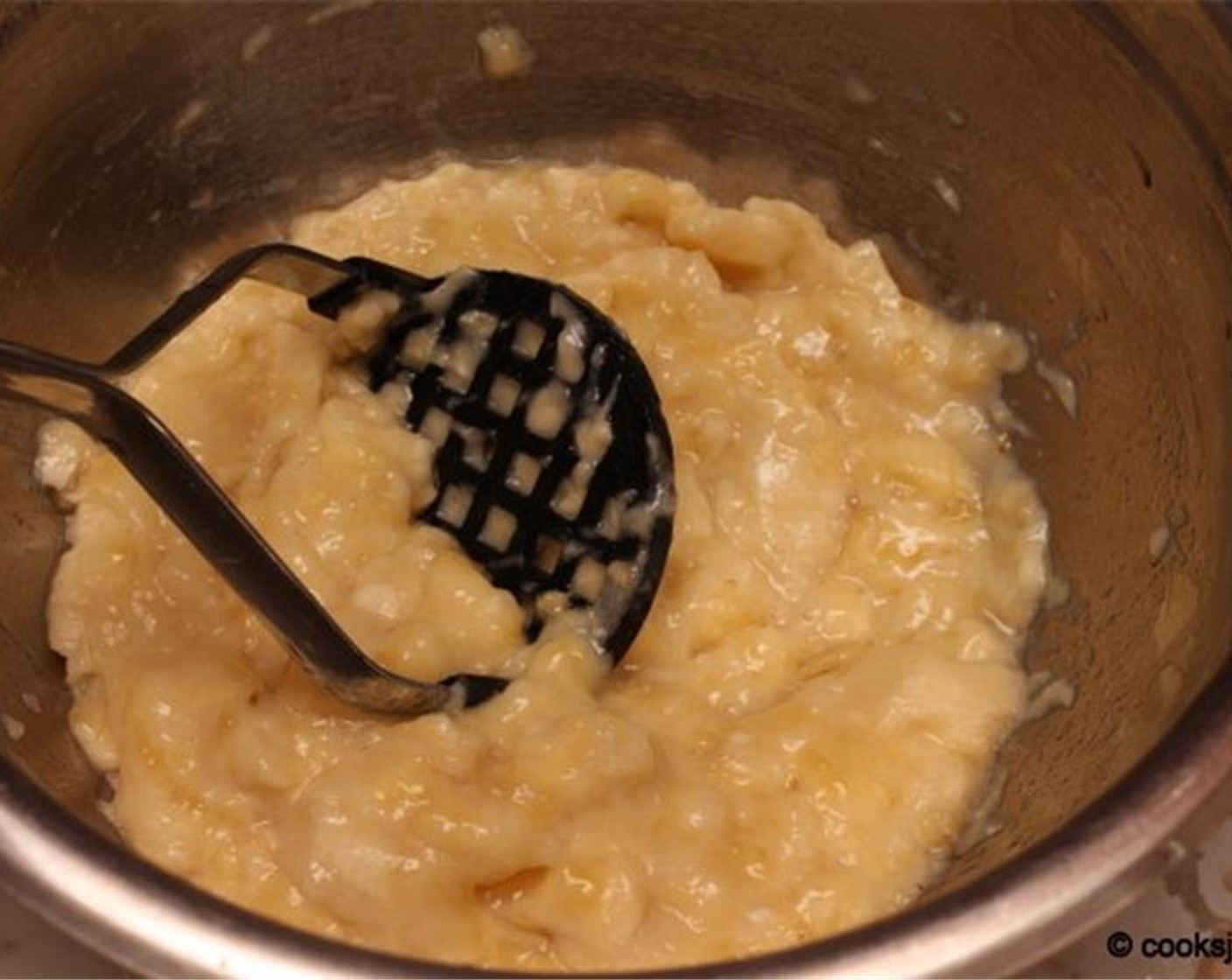 step 2 Peel and mash the Bananas (5). You want 2 cups of mashed banana.