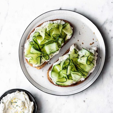 Shaved Cucumber Lemon Herb Labneh Toast Recipe | SideChef