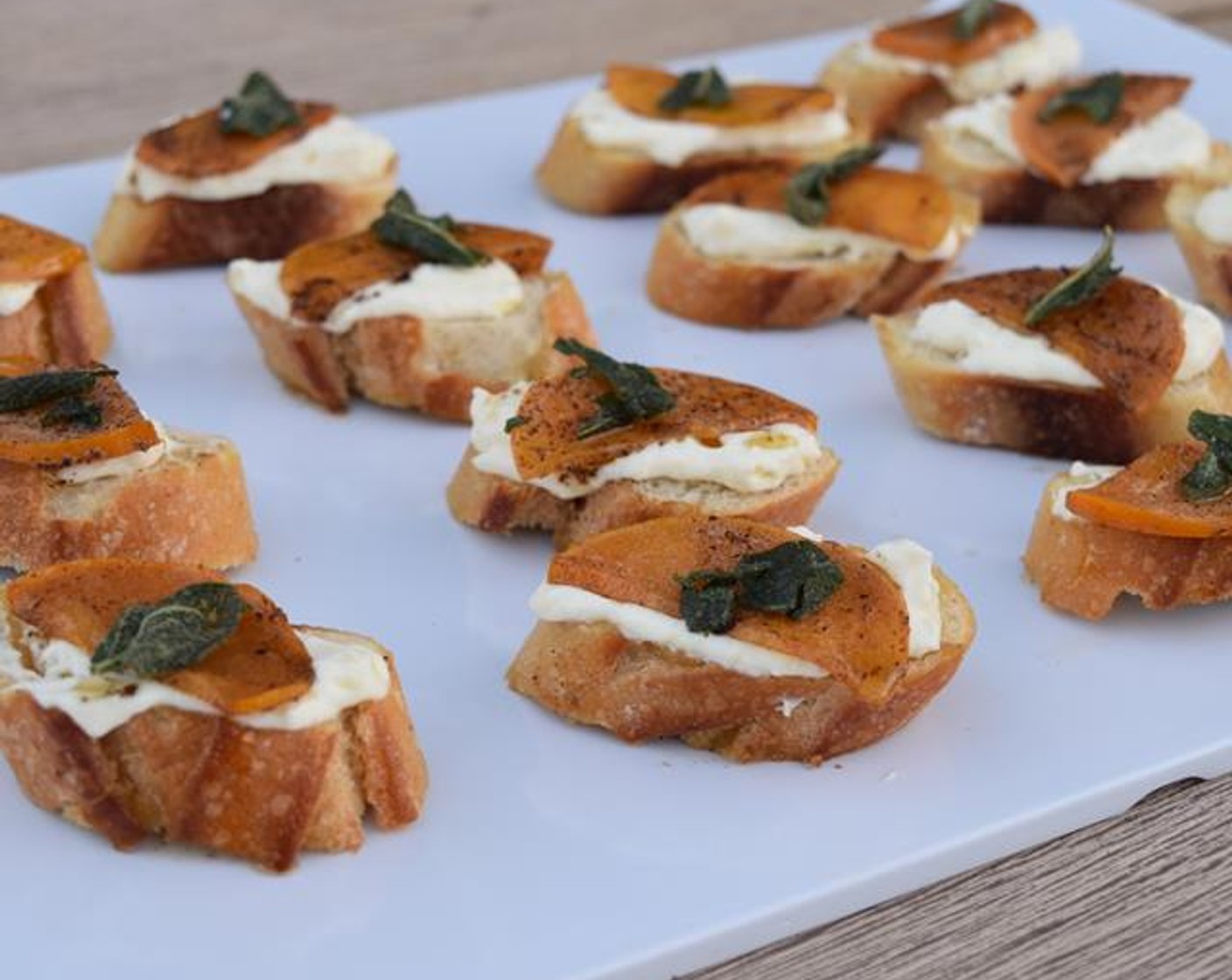 Brown Butter Persimmon and Ricotta Crostini