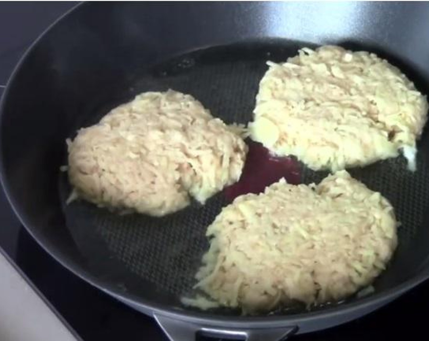 step 3 Divide the potato mix into small patties. Cook inside a frying pan with some oil, for about 2 minutes each side.