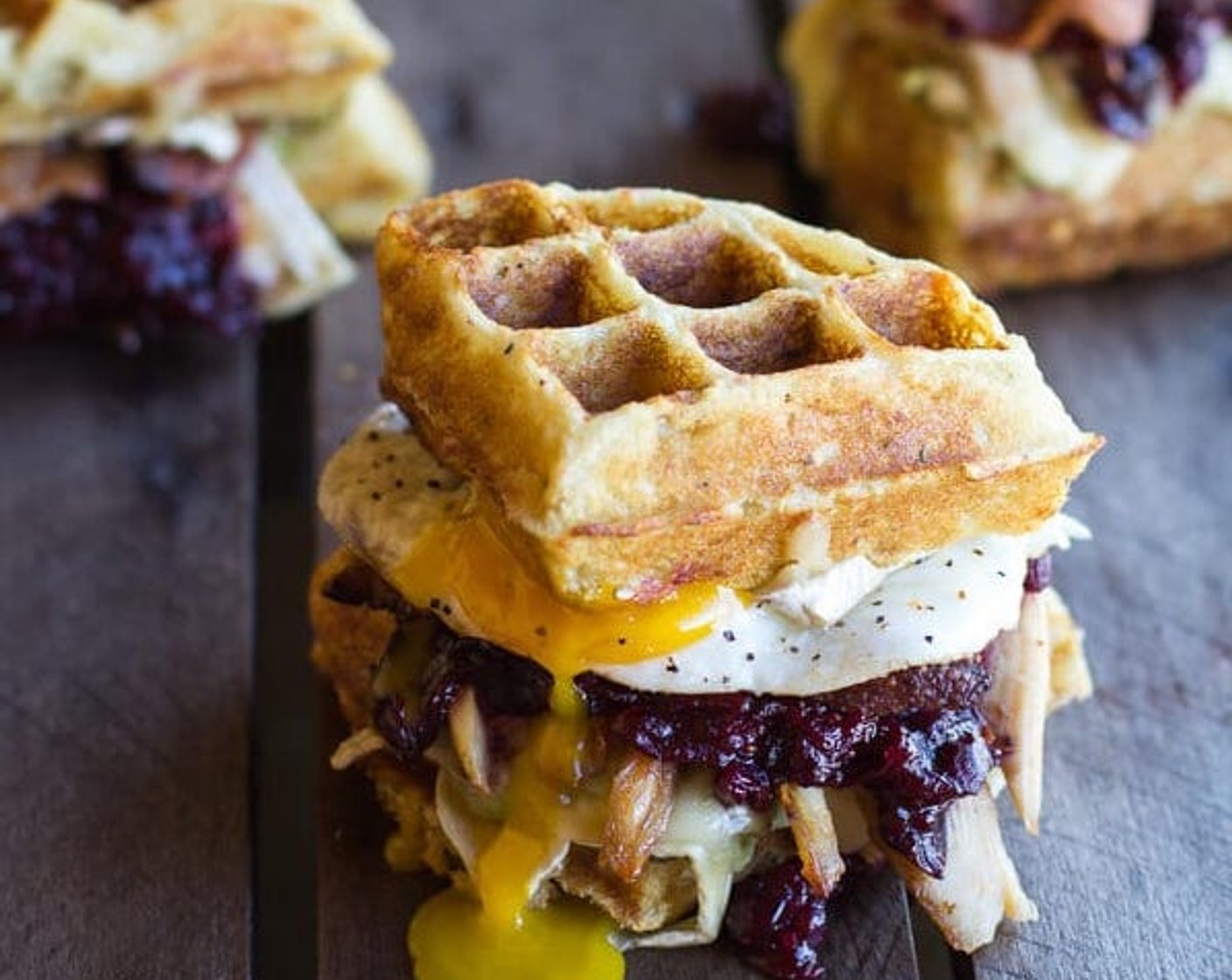 Turkey, Avocado, Cranberry, and Brie Waffle Melts
