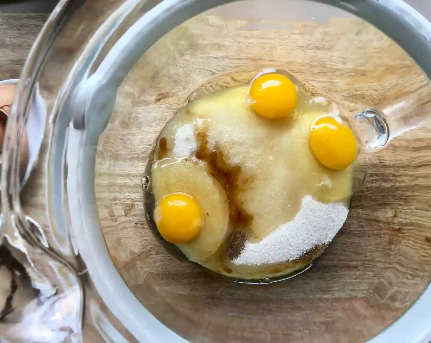 step 4 In a large mixer bowl, beat the Granulated Sugar (2 1/4 cups), Farmhouse Eggs® Large Brown Eggs (3), and Pure Vanilla Extract (1 tsp) until well-combined and fluffy.